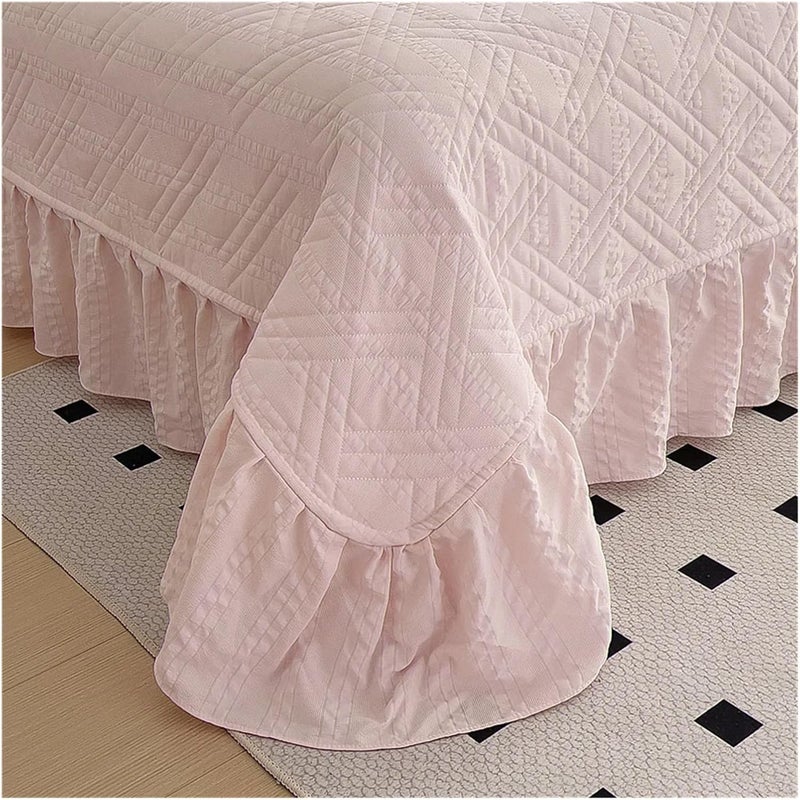 Bed Skirt Bed Cover Plain Bedspread Lace Style Bed Linen 250x250/250x270 Thicken Bedsheets (No Pillowcase)(Yufen,250x270cm 1pc) - Image 2