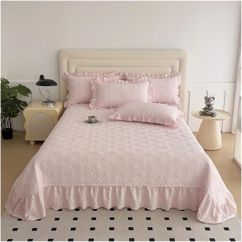 Bed Skirt Bed Cover Plain Bedspread Lace Style Bed Linen 250x250/250x270 Thicken Bedsheets (No Pillowcase)(Yufen,250x270cm 1pc) - Image 4