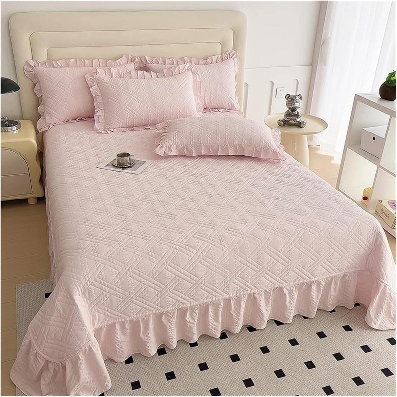 Bed Skirt Bed Cover Plain Bedspread Lace Style Bed Linen 250x250/250x270 Thicken Bedsheets (No Pillowcase)(Yufen,250x270cm 1pc) - Image 3