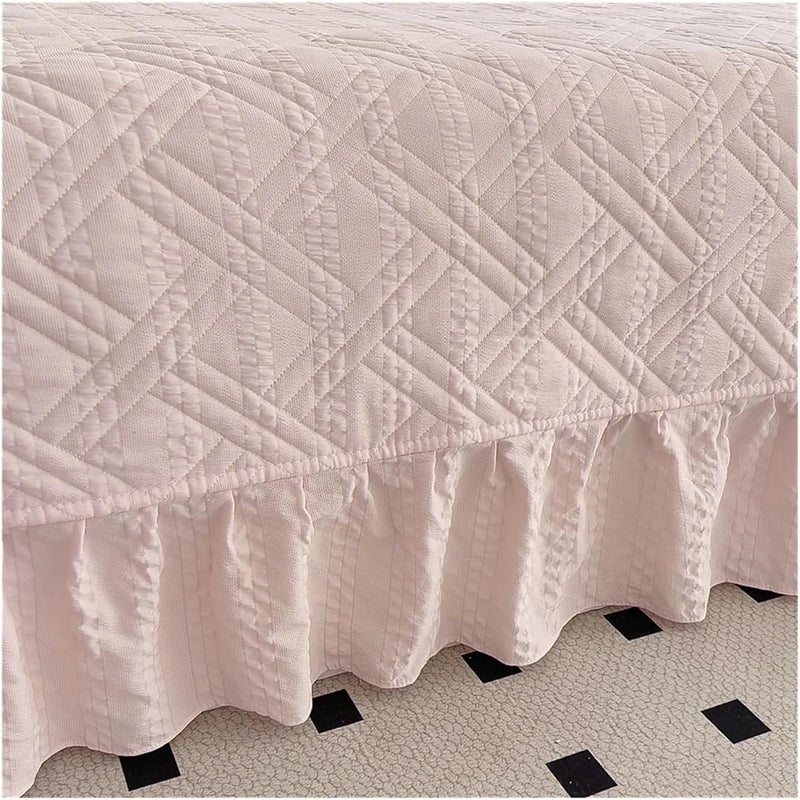 Bed Skirt Bed Cover Plain Bedspread Lace Style Bed Linen 250x250/250x270 Thicken Bedsheets (No Pillowcase)(Yufen,250x270cm 1pc) - Image 5