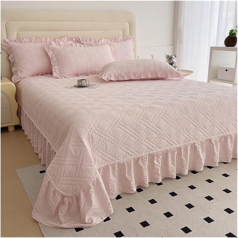 Bed Skirt Bed Cover Plain Bedspread Lace Style Bed Linen 250x250/250x270 Thicken Bedsheets (No Pillowcase)(Yufen,250x270cm 1pc) - Image 1