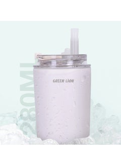 GREEN LION Vacuum Travel Mug Lite 280 ML / Stainless Steel Material / Keep 6hrs Hot / 280ml Capacity / Cup Holder Friendly / Food Grade Silicone Straw / Keep 12hrs Cold - White  - Image 2
