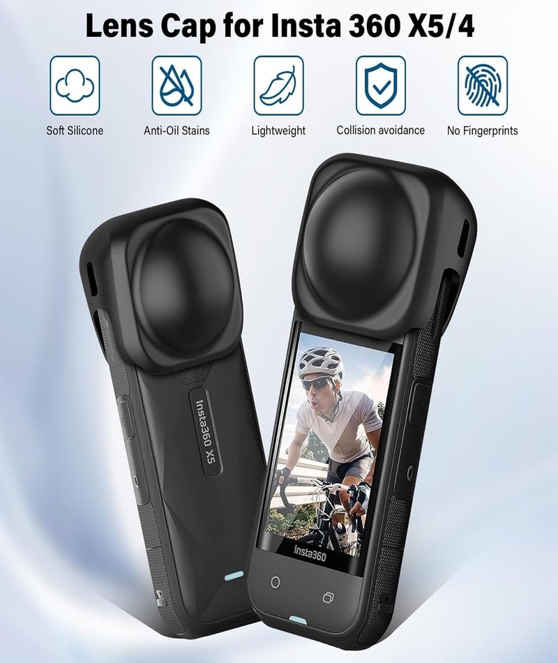 Buildcon 4 قطع غلاف إنستا 360 X5، واقي عدسة وغطاء سيليكون، متوافق مع كاميرا إنستا 360 X5 للسفر المغامر والتدوين بالفيديو - Image 4
