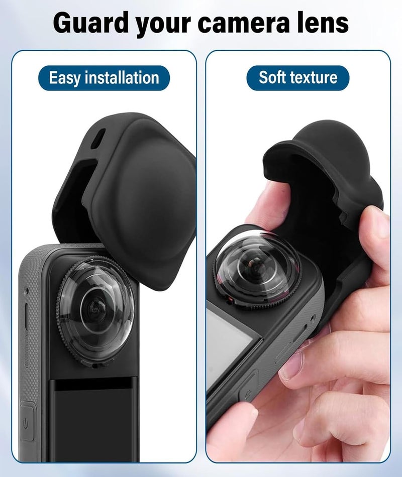 Buildcon 4 قطع غلاف إنستا 360 X5، واقي عدسة وغطاء سيليكون، متوافق مع كاميرا إنستا 360 X5 للسفر المغامر والتدوين بالفيديو - Image 5