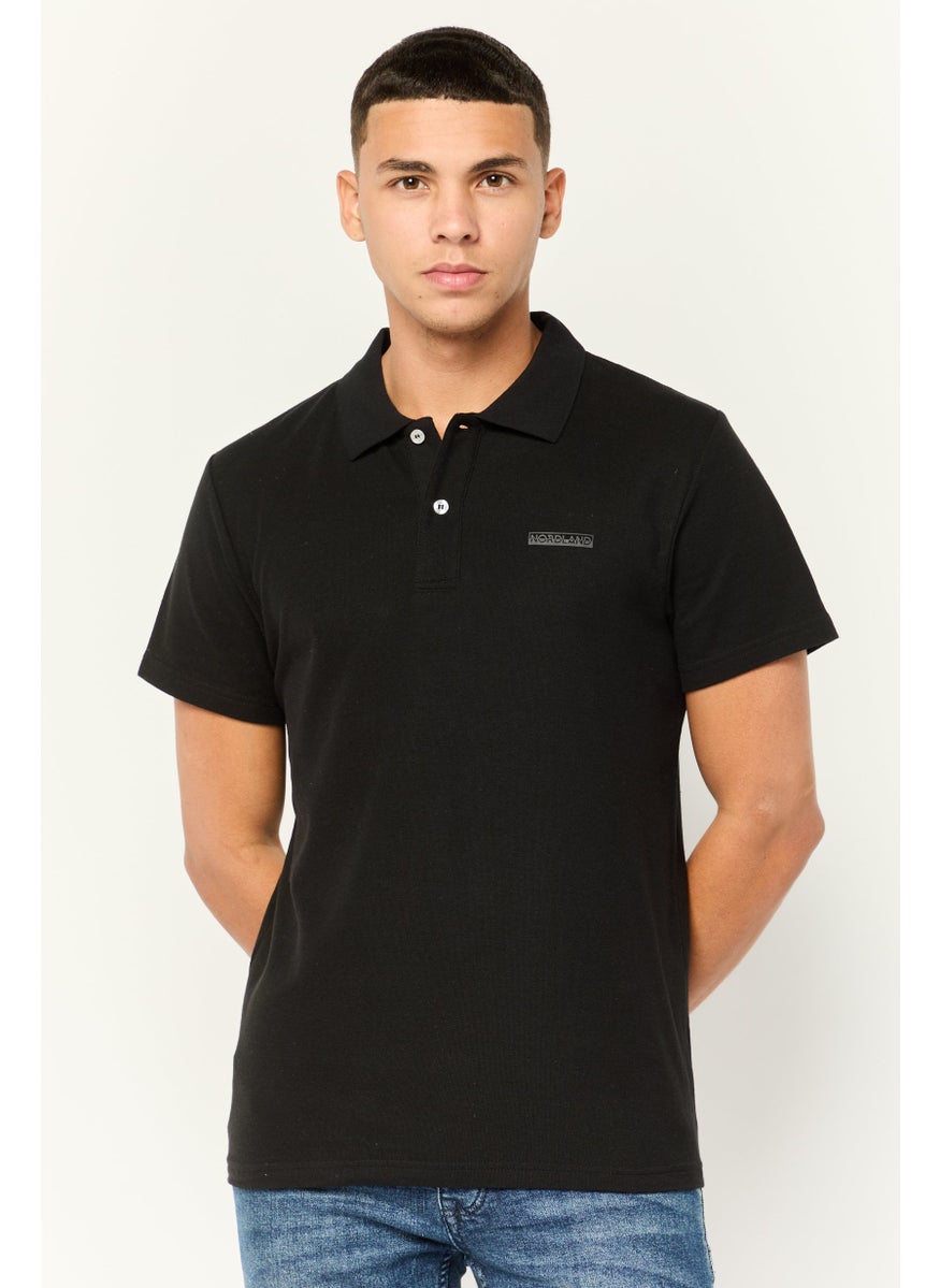Nordland Men Regular Fit Brand Logo Polo Shirt, Black  - Image 1
