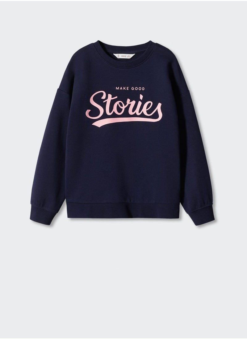 MANGO - Kids Stories Print Crew Neck Sweatshirt - Image 1
