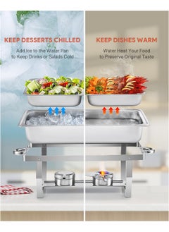 XiuWoo Chafing Dish Buffet Set, 8 qt Buffet Stove for Catering with 2 Half Size Food Pans Fuel Holders Lid Foldable Frame, Food Grade Stainless Steel Food Warmer for Parties Buffets Banquets Dinners  - Image 5