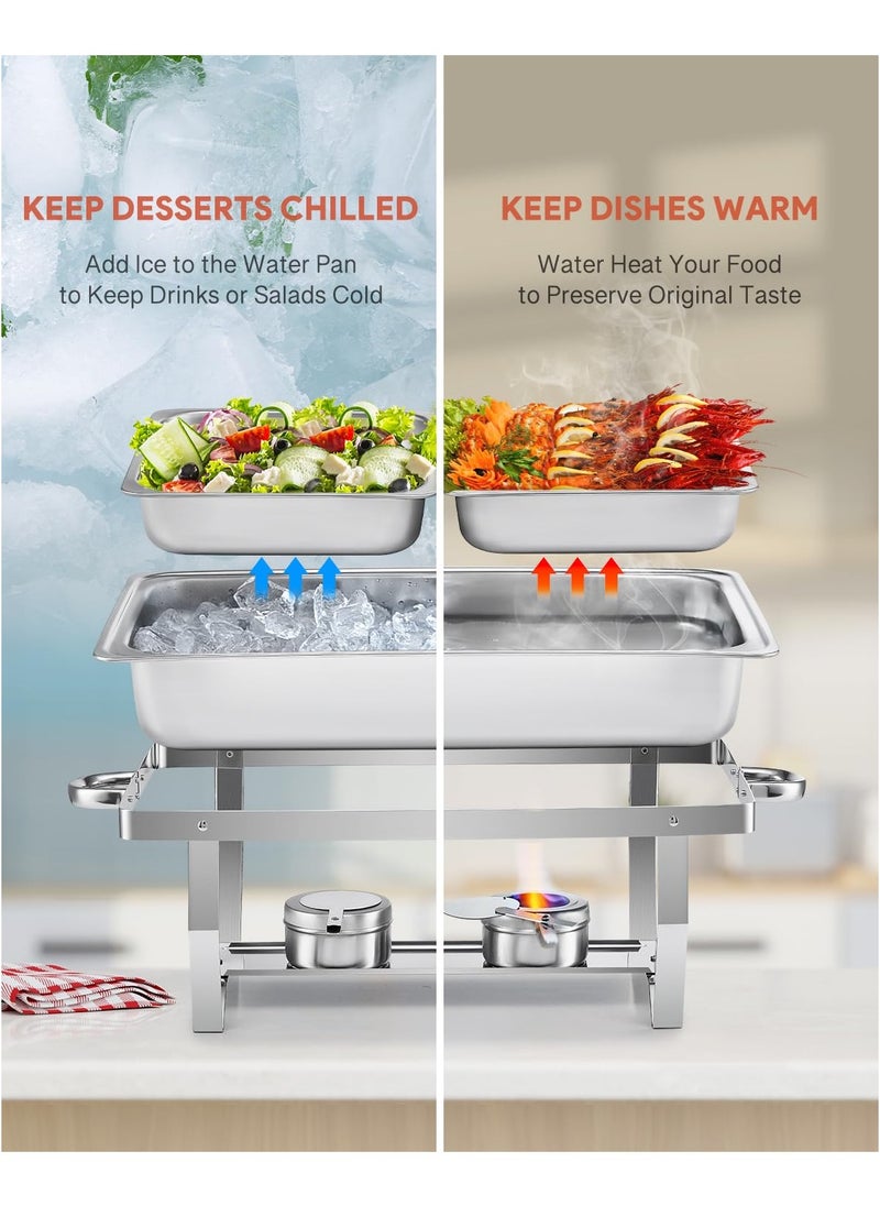 XiuWoo Chafing Dish Buffet Set, 8 qt Buffet Stove for Catering with 2 Half Size Food Pans Fuel Holders Lid Foldable Frame, Food Grade Stainless Steel Food Warmer for Parties Buffets Banquets Dinners  - Image 5