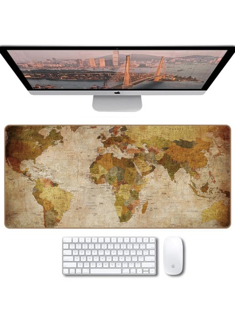 Large Mouse Pad Extended Gaming Mouse Pad 90x40cm Non-Slip Rubber Base World Map Mouse pad Office Desk Mat Desk Pad Smooth Surface for Precision Gaming & Work Beige