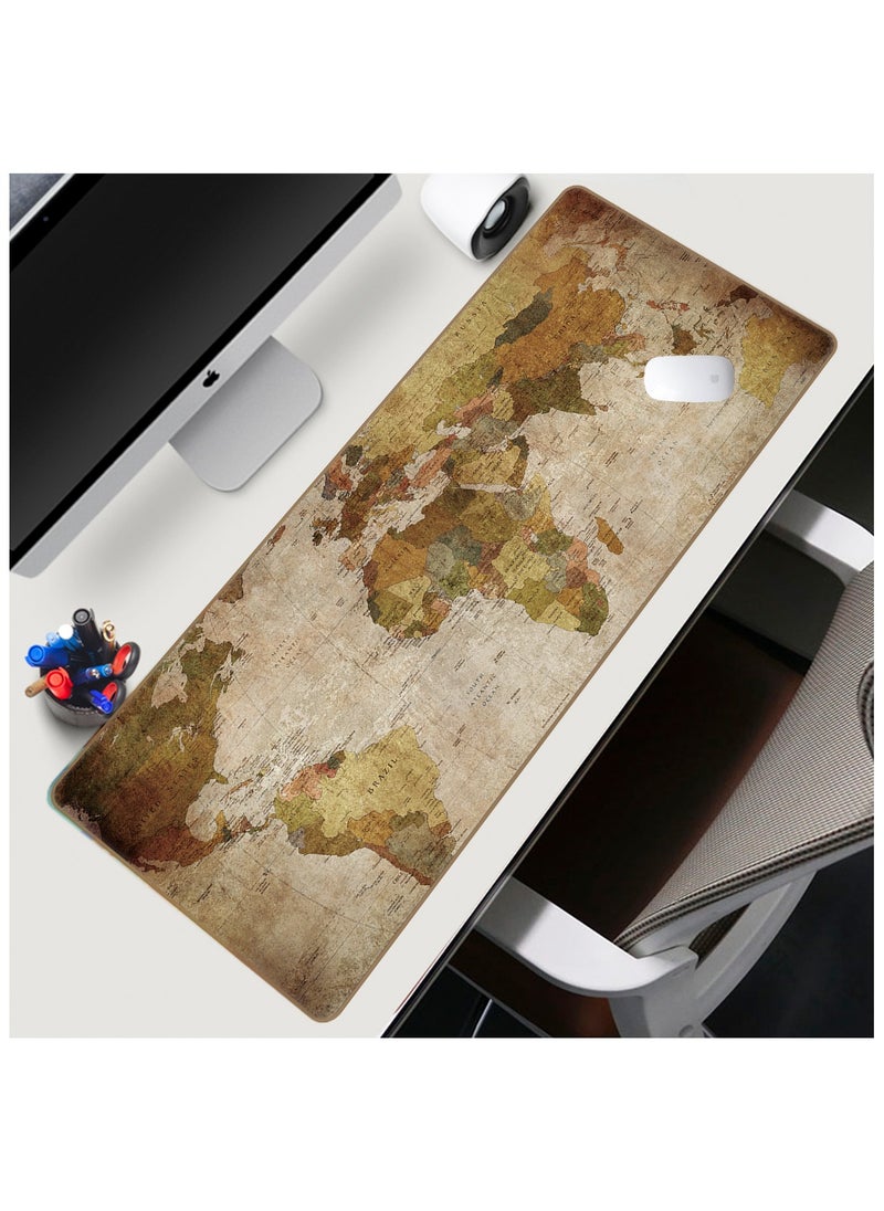 Large Mouse Pad Extended Gaming Mouse Pad 90x40cm Non-Slip Rubber Base World Map Mouse pad Office Desk Mat Desk Pad Smooth Surface for Precision Gaming & Work Beige