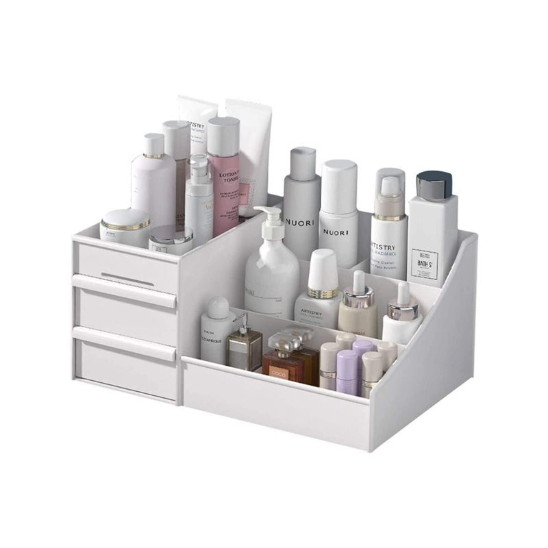 Sulfar Makeup Organizer With Drawers, Large Capacity Desk Organizer for Cosmetics, Lipsticks, Jewelry, Skincare, Holder for Brushes, Eyeshadow, Great for Dresser - Image 1