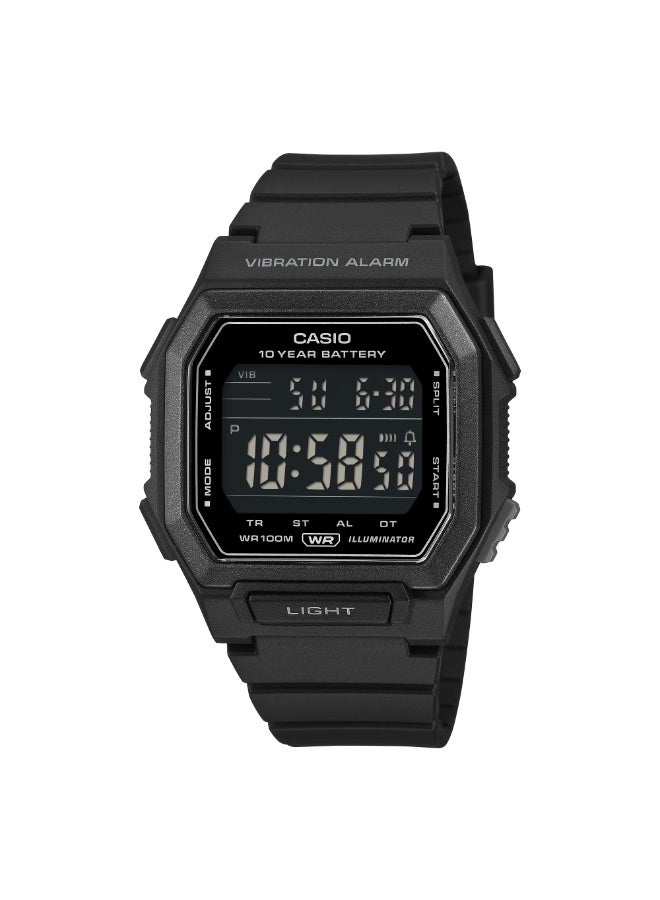 Casio W-738H-1BV Black Resin Digital Watch with LED Backlight & Stopwatch - Image 1