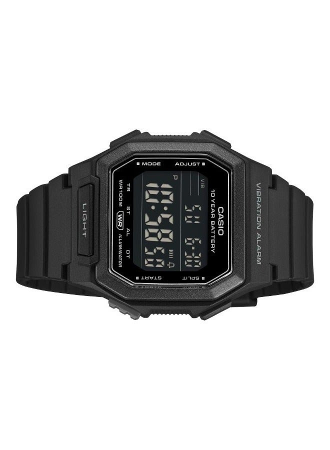 Casio W-738H-1BV Black Resin Digital Watch with LED Backlight & Stopwatch - Image 3