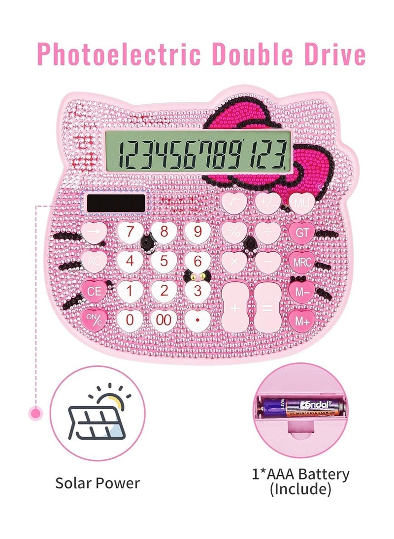 Generic Calculator Creative Cute Solar Energy Calculator 12 Digit Large LCD Display Handheld for Daily and Basic Office  - Image 3
