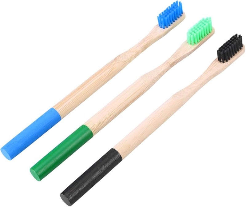 3Pcs Natural Biodegradable Toothbrush with Soft Charcoal Bristles for Adults Black - Image 2