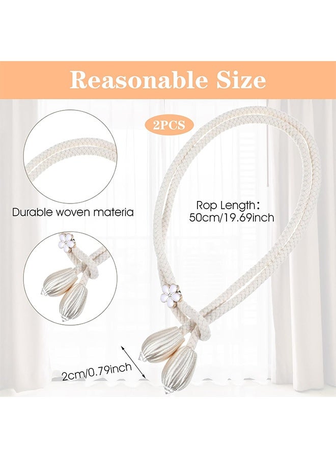 اتش واي 2 قطعة من شرائط تثبيت الستائر بدون حفر، شرائط تثبيت الستائر بوهو لحبال الستائر ذات الألوان السوداء والزرقاء الفاتحة، حاملات الستائر لغرفة المعيشة وغرفة النوم والفناء الخارجي وحديقة المنزل (بيج) - Image 2