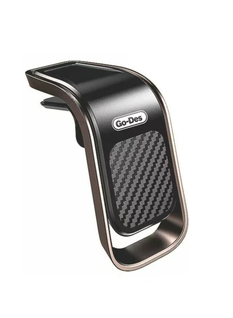GO-DES L-Type Strong Magnets Car Air Vent Magnetic Mobile Phone Stand Holder Cell Phone Mount Bracket- Black - Image 1