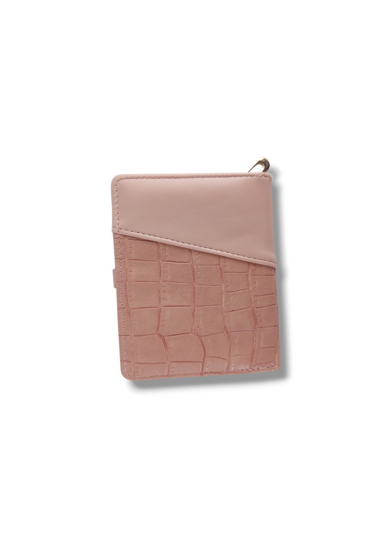 Women's wallet in a modern style with a snap closure, with a smaller size, in high-quality dual colors, in pink.
