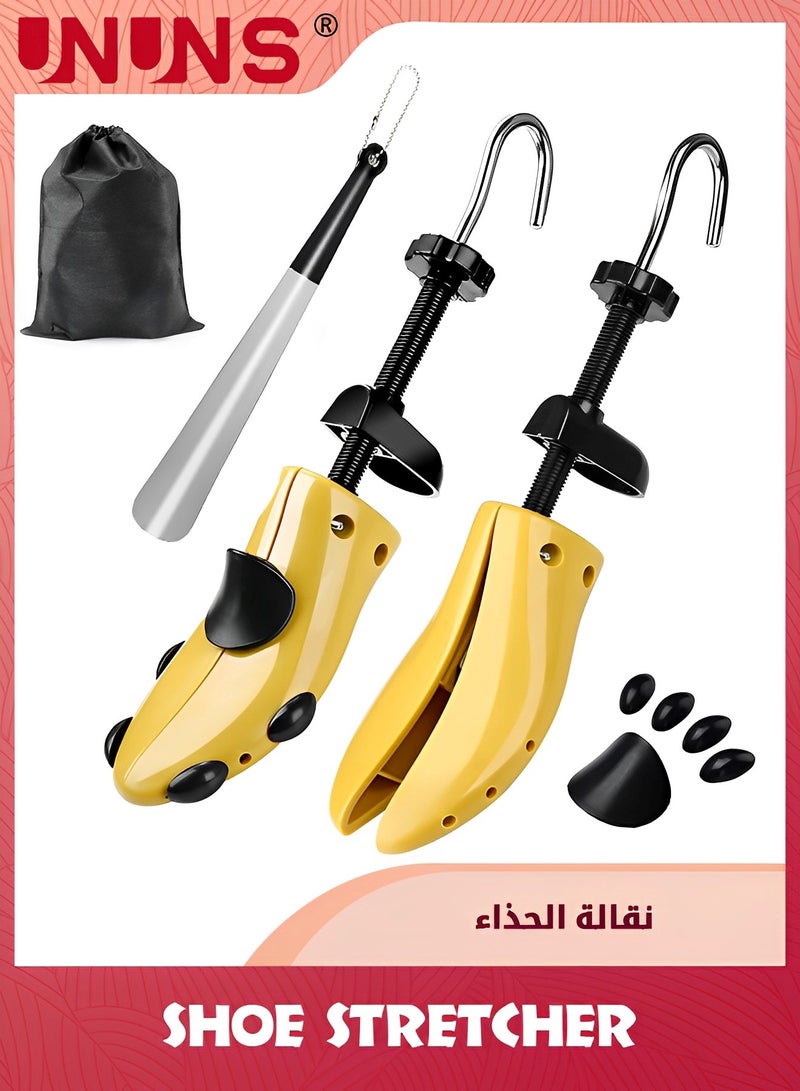 UNUNS Shoe Stretcher,1 Pair Adjustable Boot Widener With Shoe Horn And Storage Bag,Boot Stretchers For Thick Feet For Men And Women,Yellow - Image 1
