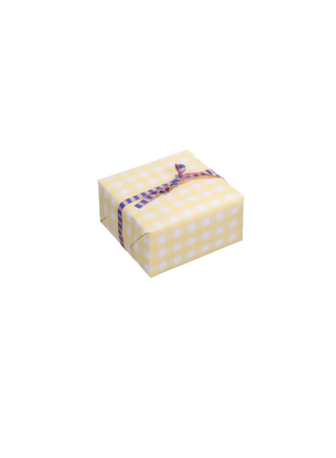 KadoDesign Ole Gingham Check Wrapping Paper Roll - Butter Yellow and White - Image 4