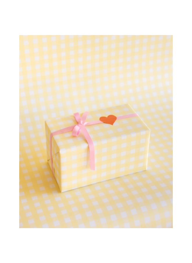 KadoDesign Ole Gingham Check Wrapping Paper Roll - Butter Yellow and White - Image 3