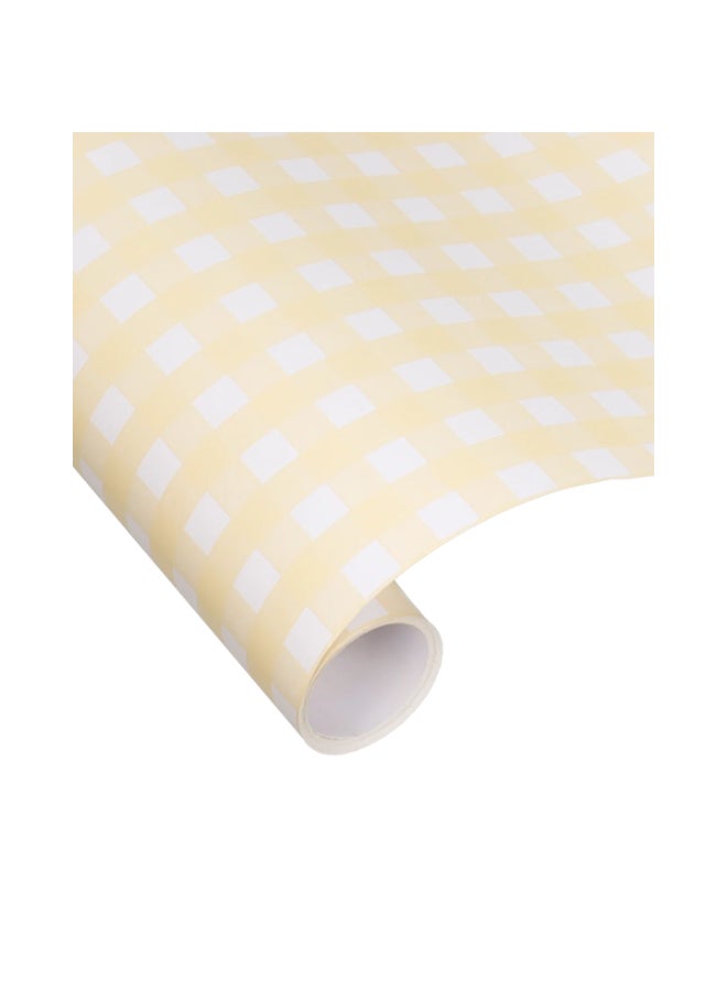 KadoDesign Ole Gingham Check Wrapping Paper Roll - Butter Yellow and White - Image 2