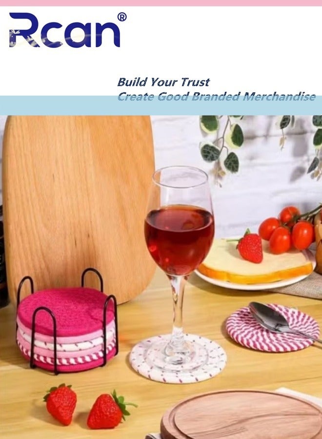 ركان حبل القطن المنسوجة مجموعة السفينة المعزولة مجموعة 8 أجهزة كمبيوتر مع حامل 4.3 بوصة للمشروبات طاولة القهوة ديكور هدية هدية - Image 3