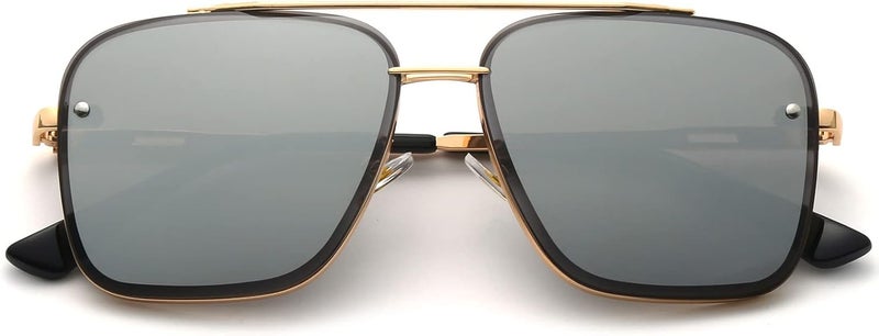 Breaksun Square Aviator Sunglasses for Men Women Fashion Vintage Diamond Cutting Lens Classic Military Pilot Gradient Shades - Image 1