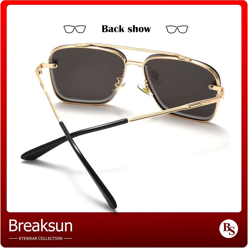 Breaksun Square Aviator Sunglasses for Men Women Fashion Vintage Diamond Cutting Lens Classic Military Pilot Gradient Shades - Image 5