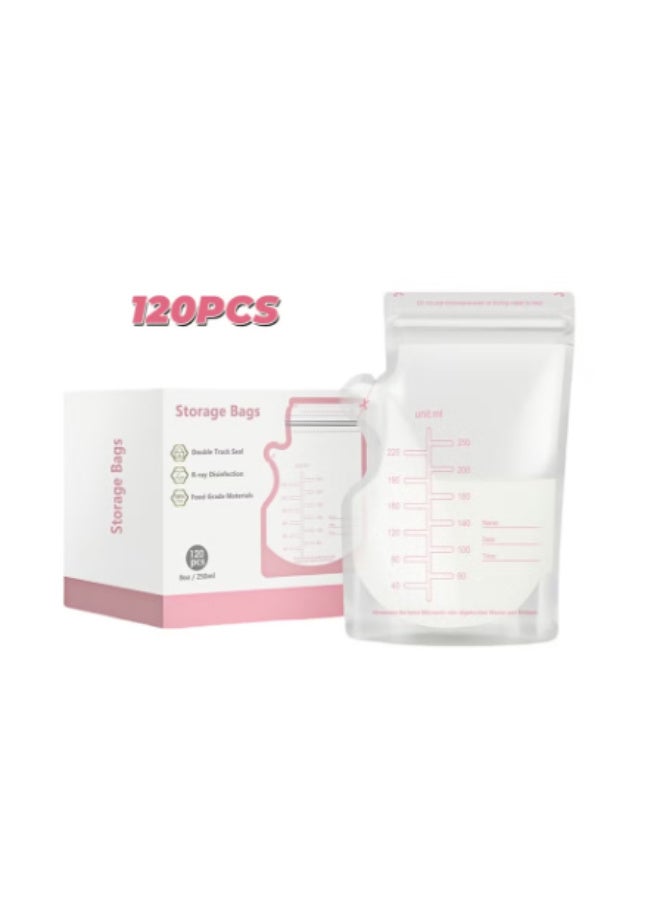 Hirospace 120PCS Breast Milk Storage Bags, Self Standing Disposable Milk Bags, Leak-Proof Freezer Pouches, 250ml Capacity - Image 1