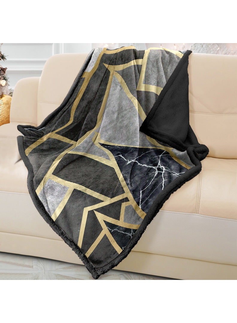 RIZARIES Soft Grey Mosaic Sofa Blanket Throw