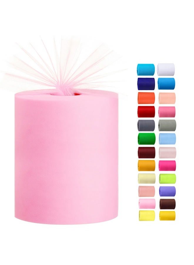 Miegecha Tulle Rolls 6” by 100 Yards (300 feet) Tulle Roll Spool Fabric for DIY Tutu Skirts Wedding Baby Shower Crafts Decorations Party Supplies (Light Pink) - Image 1