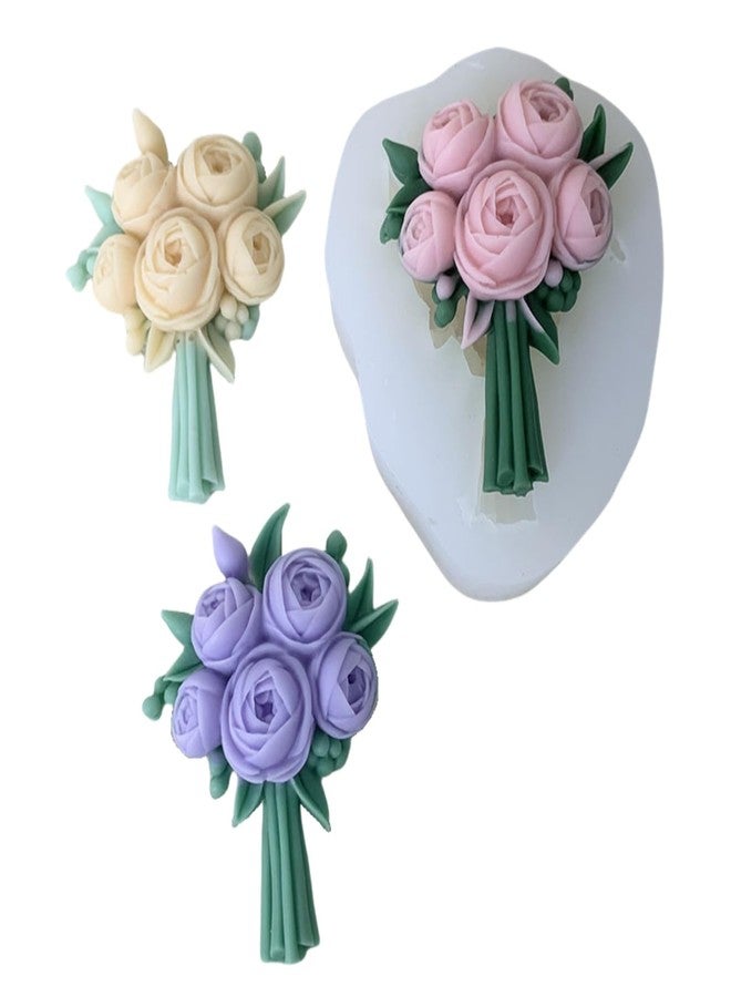 NINEXY 3D Flower Bouquet Candle Soap Silicone Molds Fondant Chocolate Candy Cake Decorating Mould Resin Clay Baking Pastry Tools (Peony) - Image 1