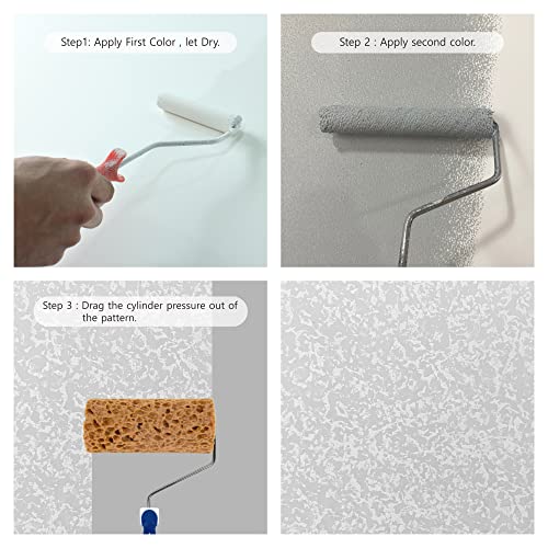 Hanroy Sponge Paint Roller Small 7" for Texture Painting Decorators Brush Tool, Fast and Easy Pattern Art Sponge Roller for Home Wall(M90F) - Image 4