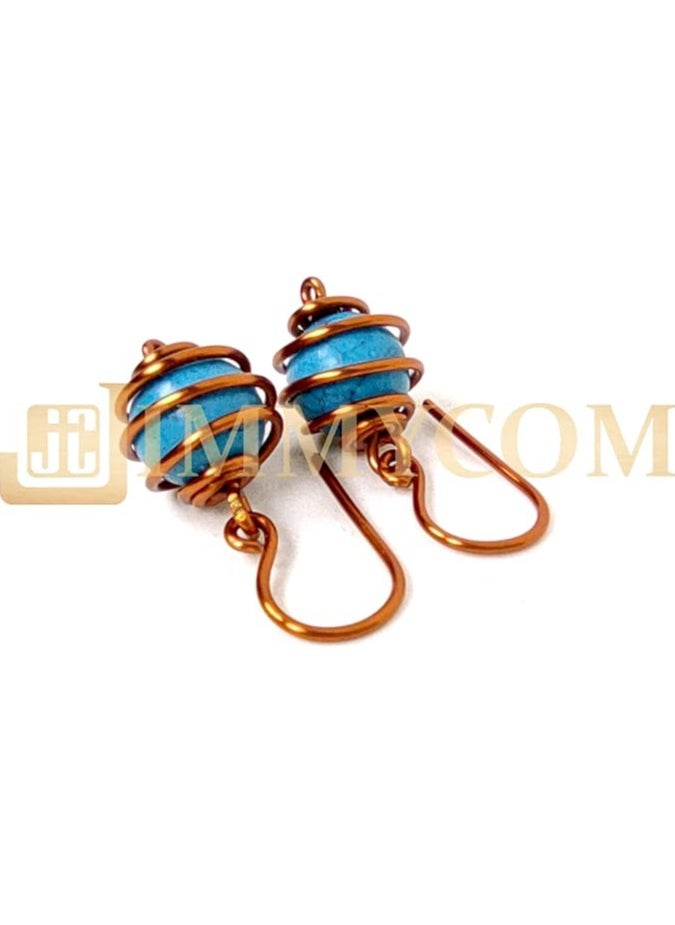 JC jimmycom Copper and Stones Short Dangle Drop Earrings,Women earrings, earrings for women,earrings,earrings set unique,accessories,plated copper earrings (turquoise blue)  - Image 3