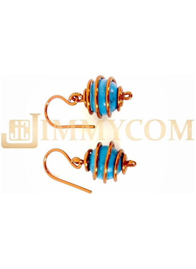 JC jimmycom Copper and Stones Short Dangle Drop Earrings,Women earrings, earrings for women,earrings,earrings set unique,accessories,plated copper earrings (turquoise blue)  - Image 4