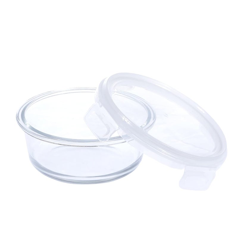 SIMPARTE Borosilicate Safe Lock Round Glass Food Container with Lock Lid for Microwave Safe Oven Safe Air tight Leakproof Lunch TIffin Box 400ml Set of 4 - Image 4