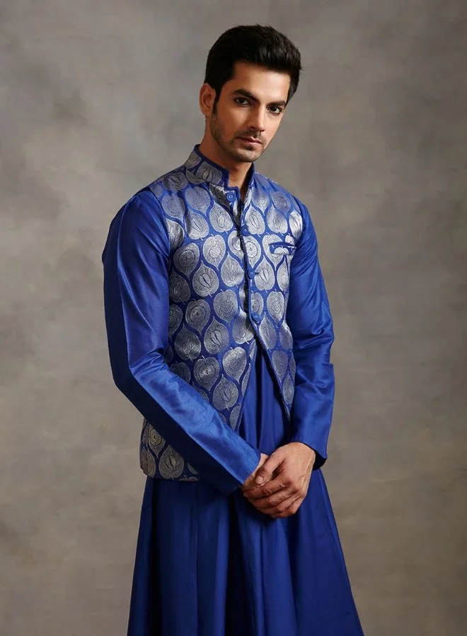 Abhishti Banarasi zari jacket - Imperial Blue