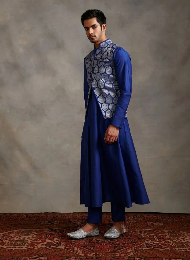 Abhishti Banarasi zari jacket - Imperial Blue