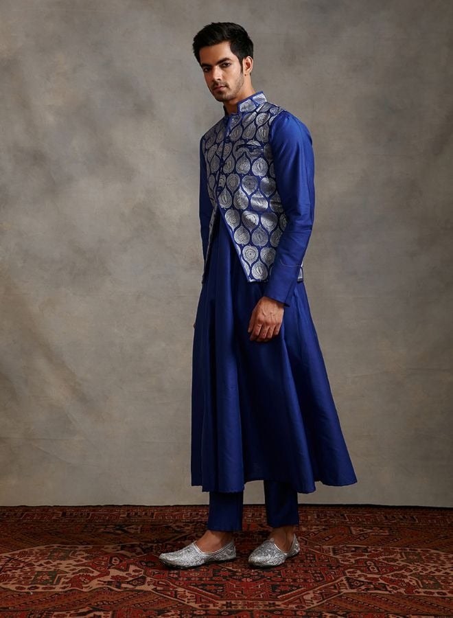 Abhishti Banarasi zari jacket - Imperial Blue  - Image 2