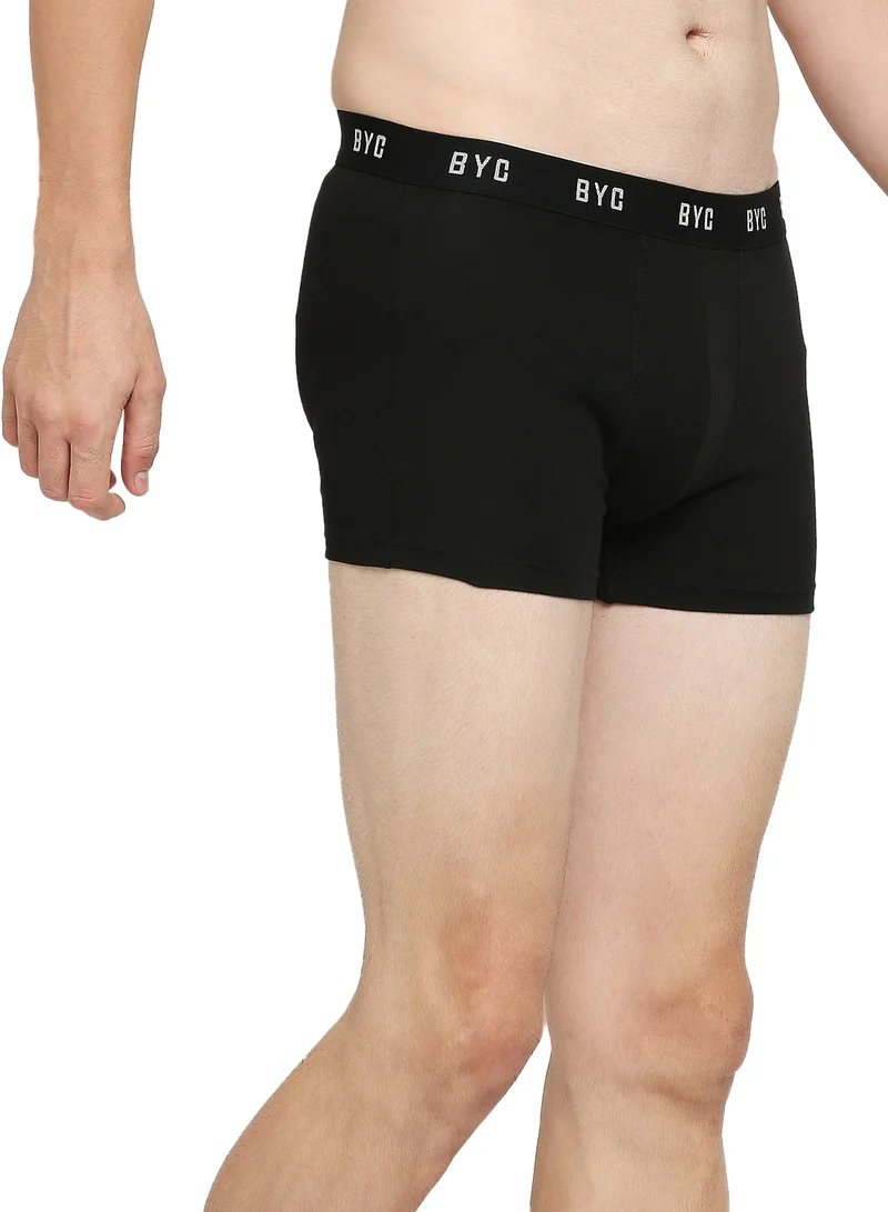 BYC MEN'S COTTON BOXER BRIEF TRUNKS (PACK OF 3) - BLACK
