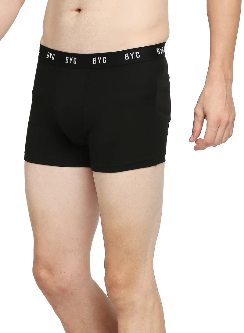 BYC MEN'S COTTON BOXER BRIEF TRUNKS (PACK OF 3) - BLACK