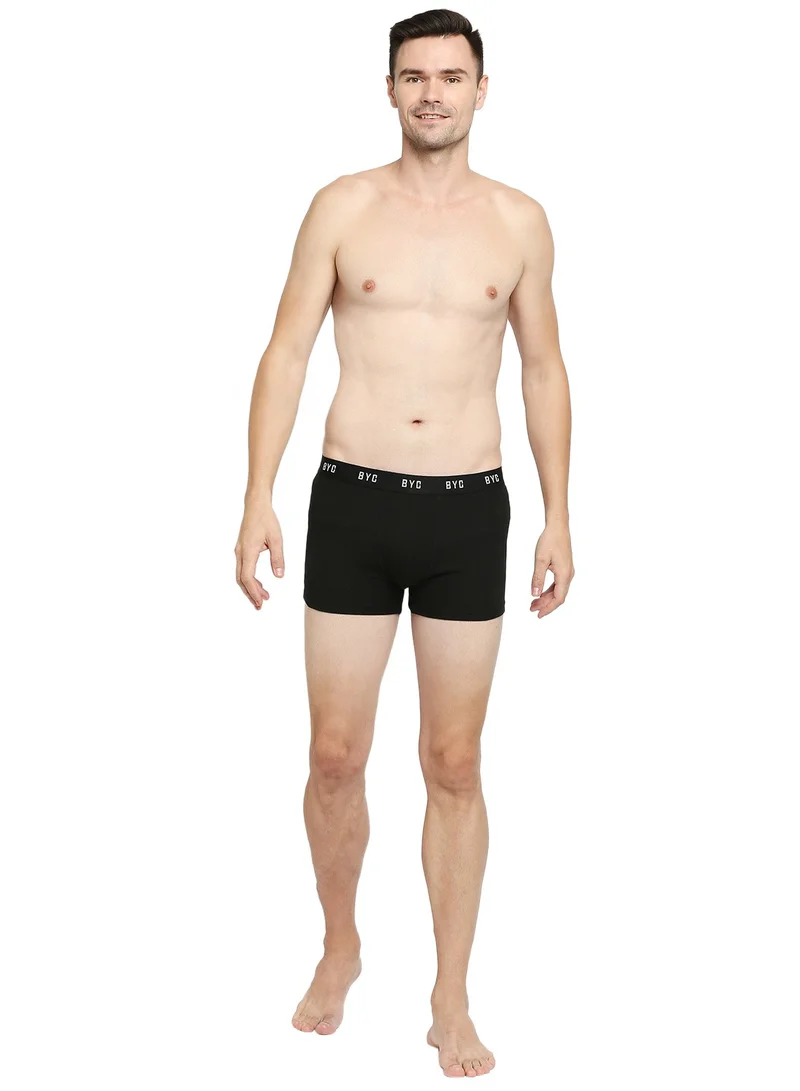 BYC MEN'S COTTON BOXER BRIEF TRUNKS (PACK OF 3) - BLACK