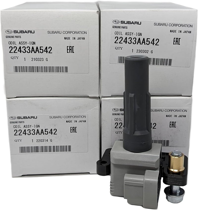 Subaru Set of 4 Genuine OEM Ignition Coils 22433AA541 for 2004-2010 Forester, WRX, STI, Legacy GT Turbo
