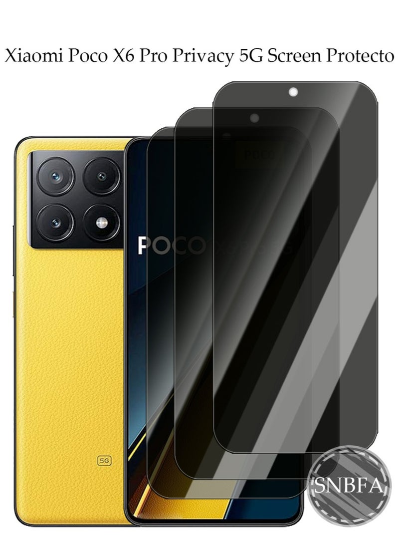 SNBFA 3 PCS Xiaomi POCO X6 Pro Privacy Screen Protector，28°Privacy Protector Support Fingerprint Unlock ,9H Tempered Glass Film Easy Installation Anti-Scratch Film  - Image 1