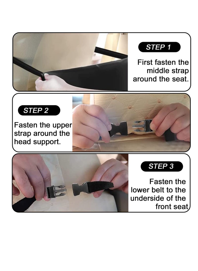 Excefore Car Seat Protector, Two Pieces Car Seat Organizer for Children with Two Pockets, Universal Car Seat Back Protector to Protect Car Seats from Dirt and Damage, Black - Image 2