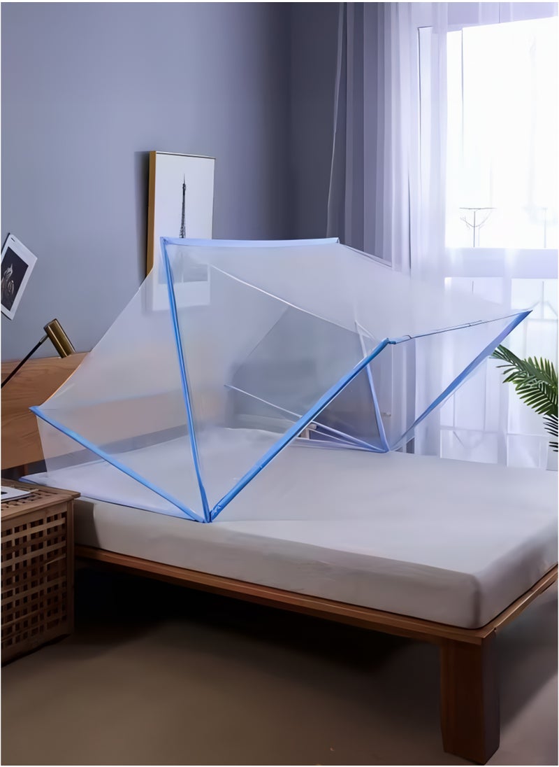 Foldable Pop-Up Mosquito Net Tent for Bed – 190x135x80cm – Double Size Portable Bottomless Machardoni Bed Canopy with Breathable Washable Anti-Mosquito Hexagonal Mesh and Fiberglass Tube Frame for Newborn Infants, Babies, Children and Adults Ideal Use for Home, Travel, Camping, School Dormitories, Indoor and Outdoor Use