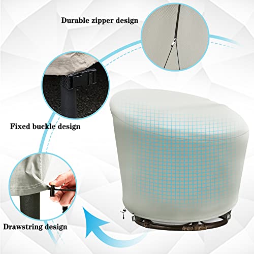 Iceberg Elf Papasan Chair Cover Waterprooffor 52in Outdoor Papasan Chairs Covers Beige Zipper Design Easy to Put On and Take Off Dust Resistant Patio Furniture Seat Covers - Image 3