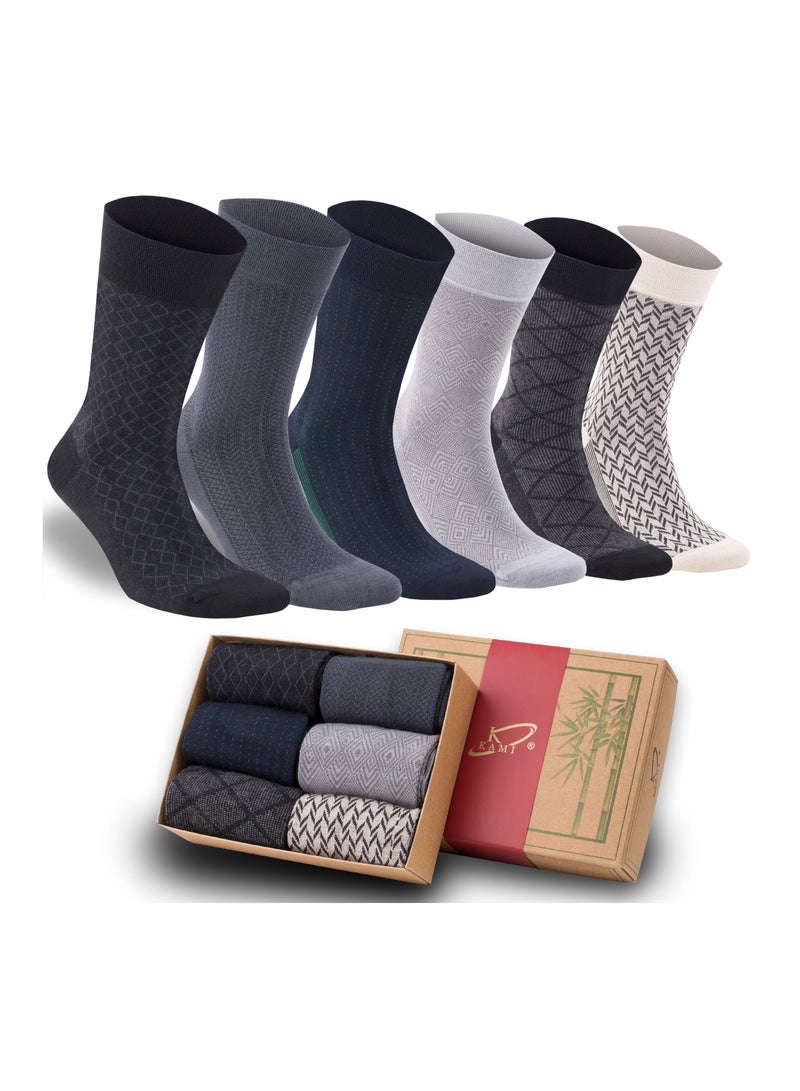 Kami جوارب رسمية ناعمة من الخيزران للرجال مضادة للبكتيريا 6 أزواج - Image 1