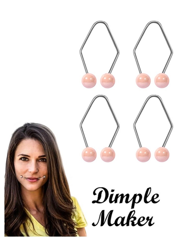 إستيل زوجان من صانع الغمازات لتدريب غمازات الوجه على الخدود لخلق ابتسامة ساحرة، أداة ممتازة من الفولاذ المقاوم للصدأ للغمازات الطبيعية والتدريب السهل على التعبير عن الوجه، وردي فاتح - Image 1